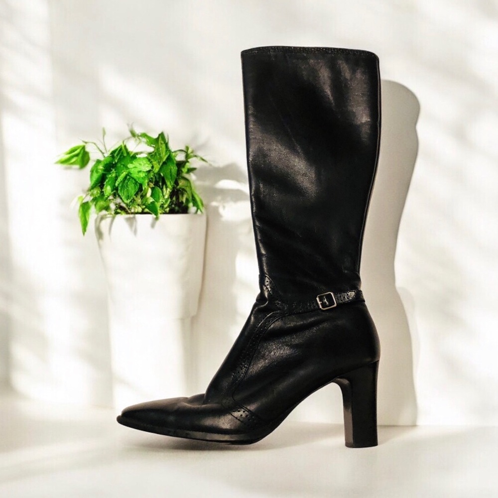 Michelle D Black Leather Boots